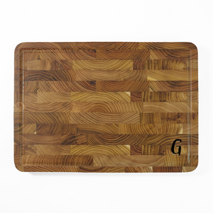 Teak End Grain Rectangular Board- Engraved Ltr - NEW