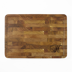 Teak End Grain Rectangular Board- Engraved Baroque - NEW