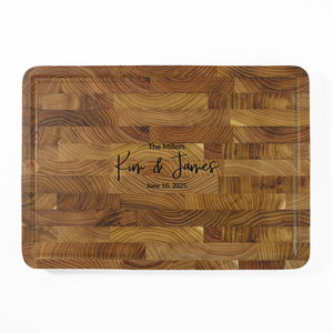 Teak End Grain Rectangular Board- Engraved Sentiment - NEW