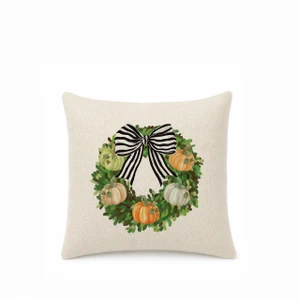 Pumpkin Wreath Mini Pillow Cover - Natural