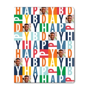 HBD Blocks Photo Personalized Gift Wrap