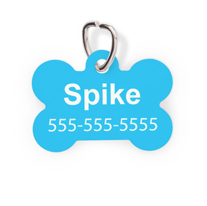 Bright Blue Bone Pet Tag-Solid Color
