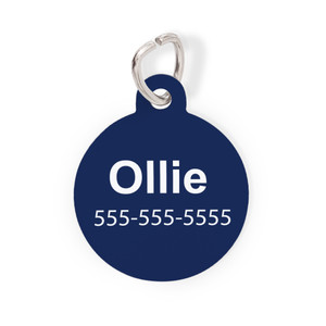 Navy Round Pet Tag-Solid Color