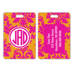 Orange Damask Luggage Tag Orange Damask Luggage Tag