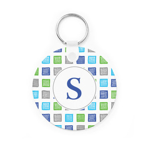 Med Blue Color Cubes Key Chain