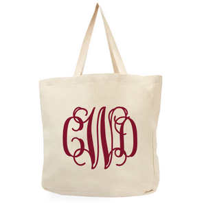 Vine Monogram Natural Shopper Tote