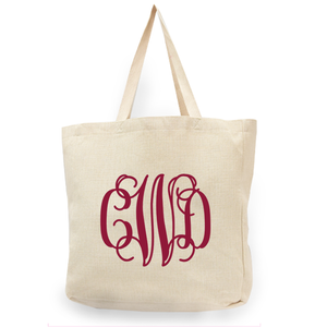 Vine Monogram Natural Shopper Tote