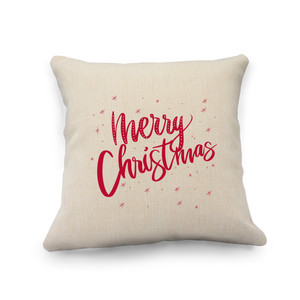Merry Christmas Script Natural Pillow Cover