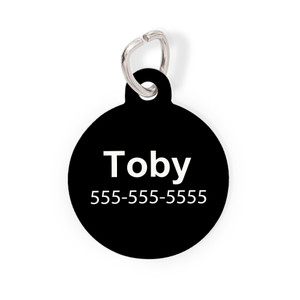 Black Round Pet Tag-Solid Color