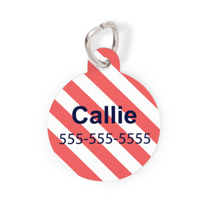 Coral Stripe Round Pet Tag-Pattern