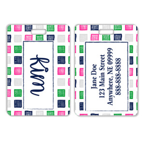 Razz Pink Color Cubes Luggage Tag