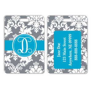 Grey Damask Luggage Tag Grey Damask Luggage Tag