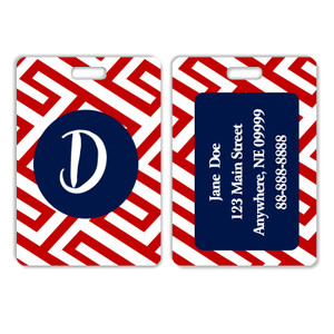 Greek Key Luggage Tag