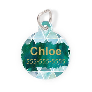Watercolor Triangles Round Pet Tag
