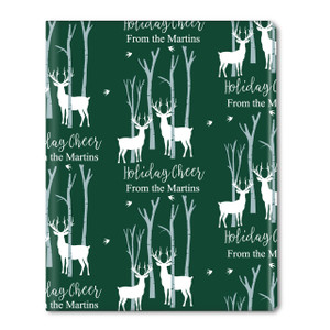 Deer In Forest Personalized Gift Wrap- Dk Green Deer In Forest Personalized Gift Wrap- Dk Green
