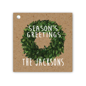 Watercolor Wreath Square Gift Tag Set Watercolor Wreath Square Gift Tag Set