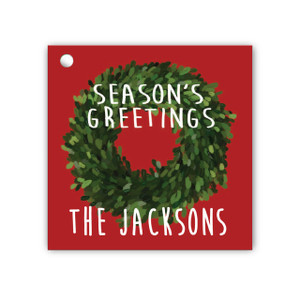 Watercolor Wreath Square Gift Tag Set Watercolor Wreath Square Gift Tag Set