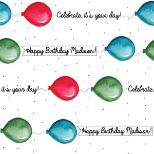 HBD Balloons Personalized Gift Wrap HBD Balloons Personalized Gift Wrap