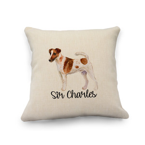 Fox Terrier Natural Pillow Cover