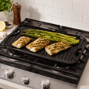 Double-Sided Enameled Cast Iron Grill/Griddle - Bel Piatto