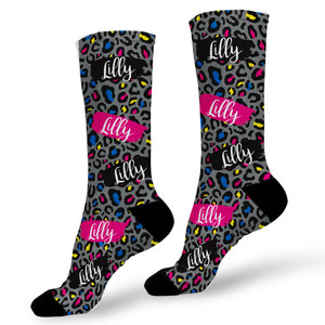 Neon Leopard Personalized Socks