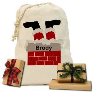 Chimney Santa Natural Drawstring Gift Sack
