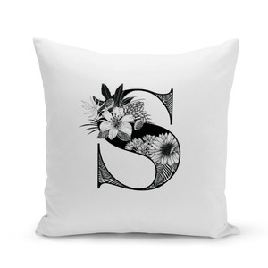 Botanical Letter White Pillow Cover - Personalized Botanical Letter White Pillow Cover - Personalized
