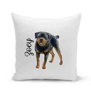 Rottweiler White Pillow Cover - Personalized