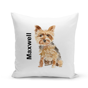 Yorkie White Pillow Cover - Personalized