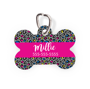 Neon Leopard Bone Pet Tag Neon Leopard Bone Pet Tag