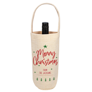 Merry Christmas Linen Bottle Tote Merry Christmas Linen Bottle Tote
