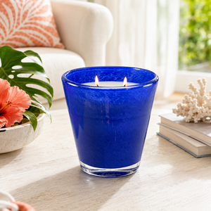 Maui Blue Large Glass Candle