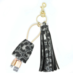 Metallic Leopard Tassel Charging Key Chain Metallic Leopard Tassel Charging Key Chain