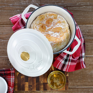 Matte White Enameled Cast Iron Dutch Oven - Bel Piatto Matte White Enameled Cast Iron Dutch Oven - Bel Piatto