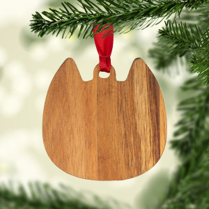 Cat Head Acacia Ornament