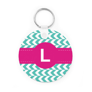 Teal Herringbone Key Chain