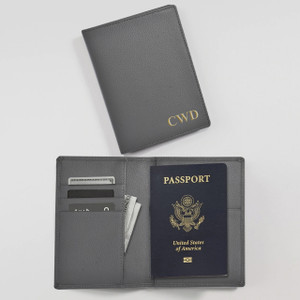 Dark Gray Passport Cover -  Stamped - NEW