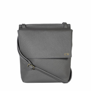 Dk Gray Front Flap Crossbody  -  Stamped