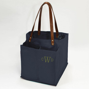 Navy Canvas Market Tote - Embroidered Navy Canvas Market Tote - Embroidered