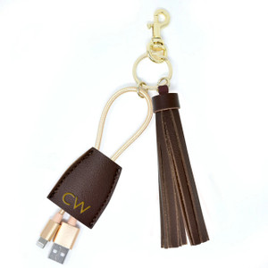 Chocolate Tassel Charging Key Chain - Stamped - NEW Chocolate Tassel Charging Key Chain - Stamped - NEW
