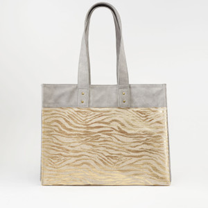 Carson Tote Bag- Metallic Gold Stripes