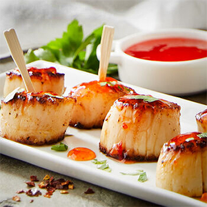 Pan Seared Scallops with Red Pepper Jelly