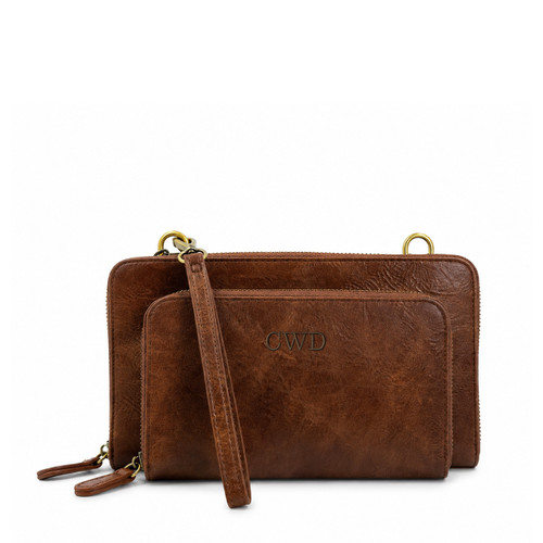 Wren Convertible Wristlet - Brown - Embroidered