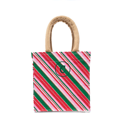 Candy Cane Stripes Tote- Embroidered