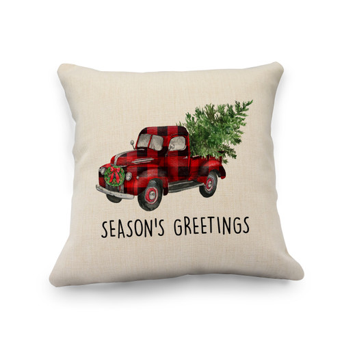 Truck Season's Greetings Natural Pillow Cover