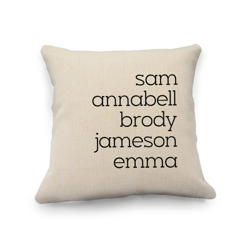 Stacked Names Natural Pillow Cover