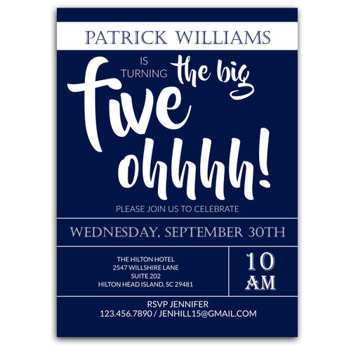 Big Five Ohhh Party Invitation