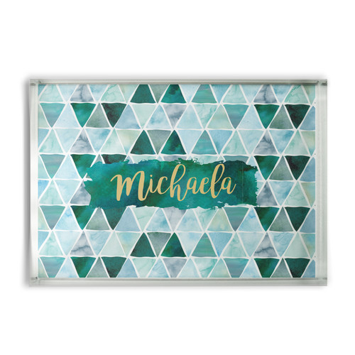 Watercolor Triangles Glass Block