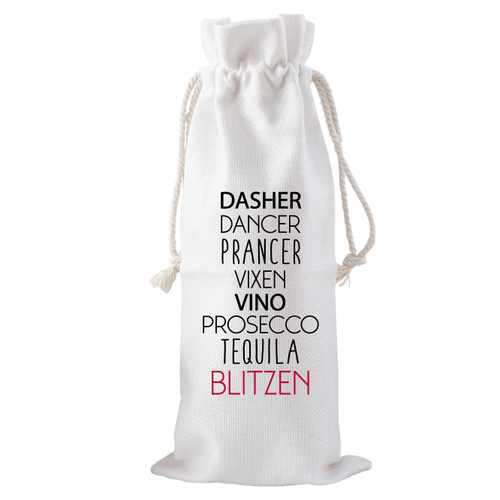 Reindeer Names Drawstring Bottle Tote