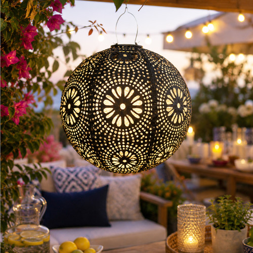 Floral Dots Globe Hanging Lantern
